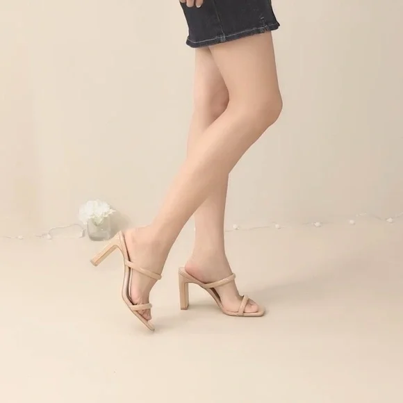 Women's Nude Strappy Sandals - Picture 7 of 7